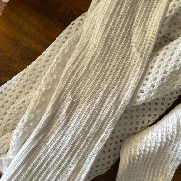 Prana white open‎ knit cotton sweater size large - Picture 7 of 8
